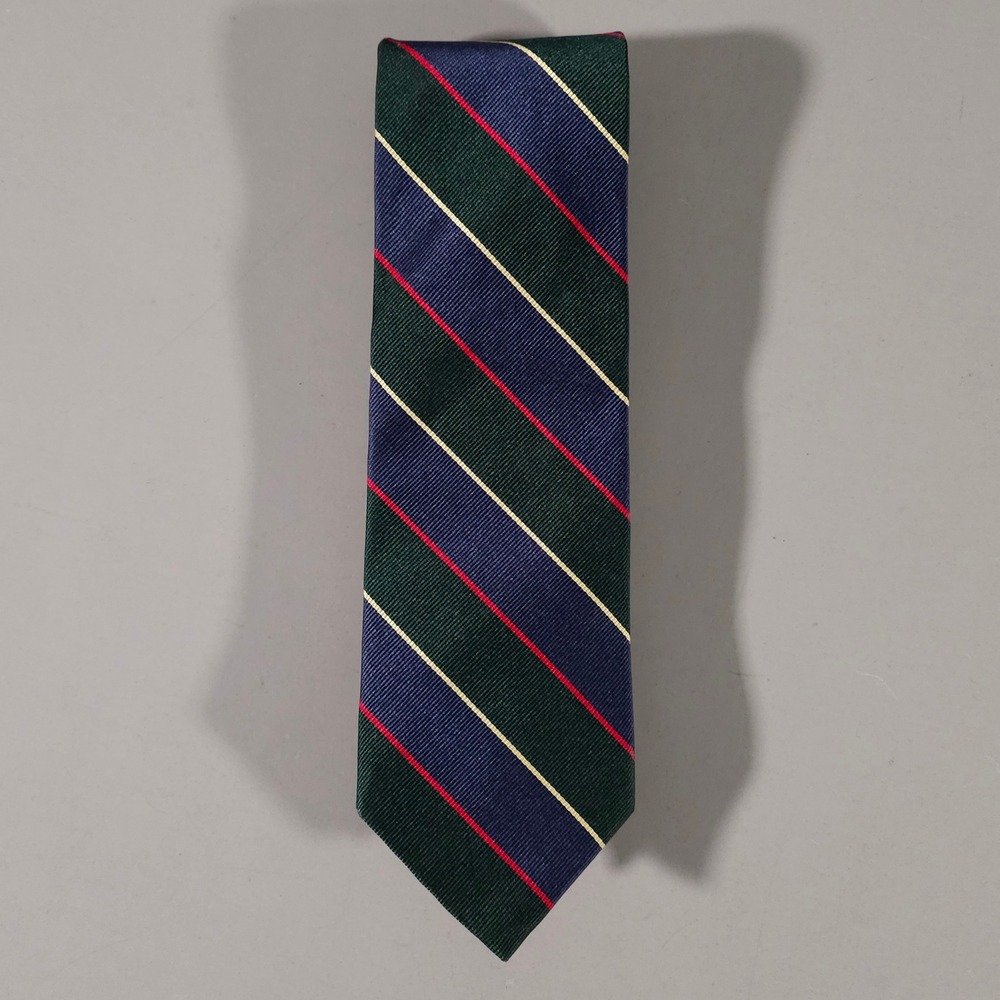 Brooks Brothers Tie Mens OS Green Navy Red Gold Striped Silk 346 Rep Stripe